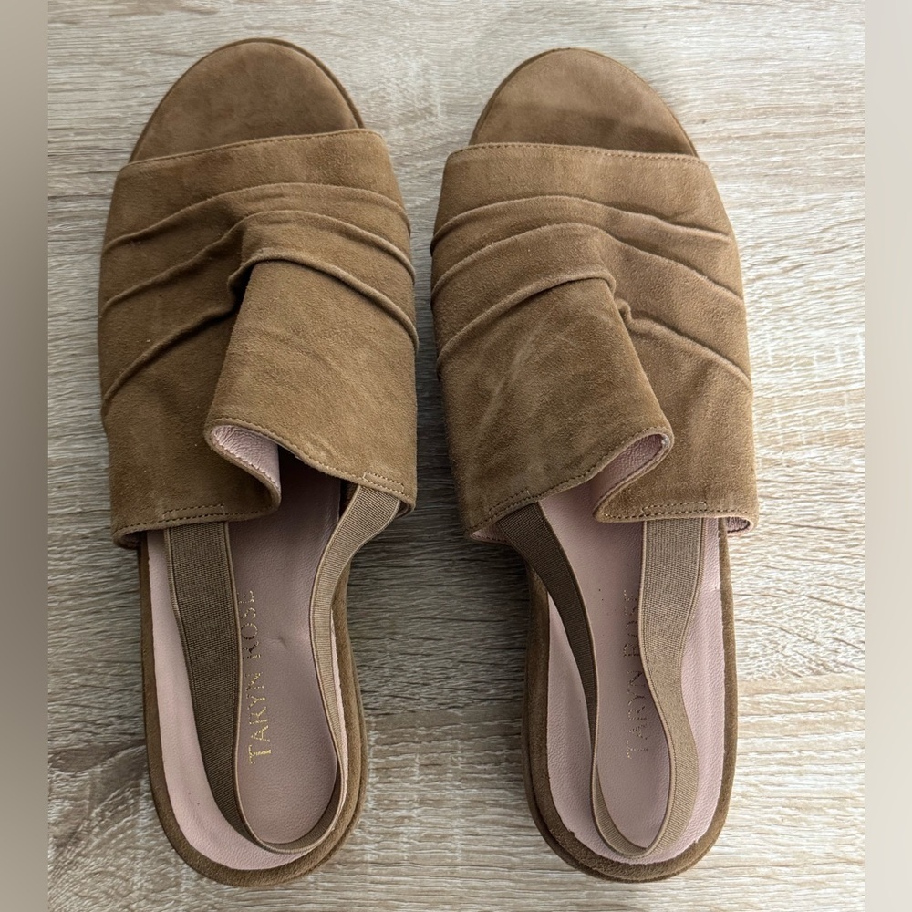 Taryn Rose Tiva Women 11M Brown Suede Elastic Slingback Wedge Sandals - Picture 8 of 11